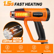 seekone heat gun 1800w rear design product view | Smaronics