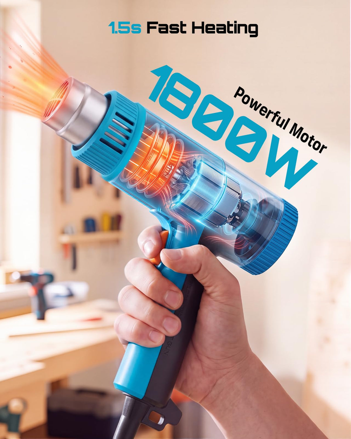 seesii 1800w heat gun feature close up view | Smaronics