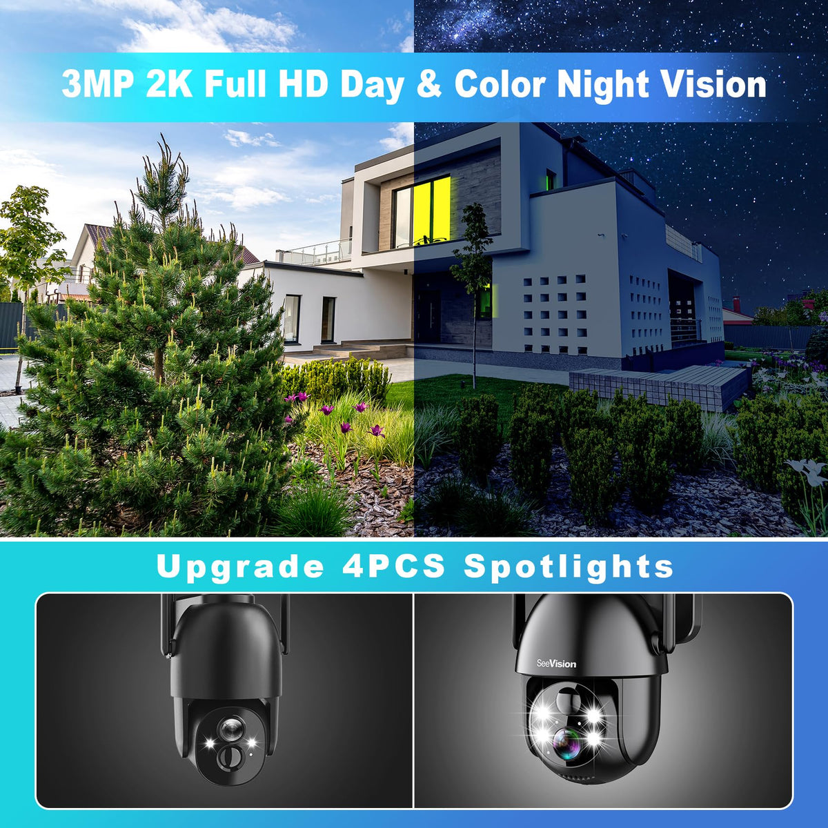 seevision solar security camera 2k ptz wifi 3mp side profile product v