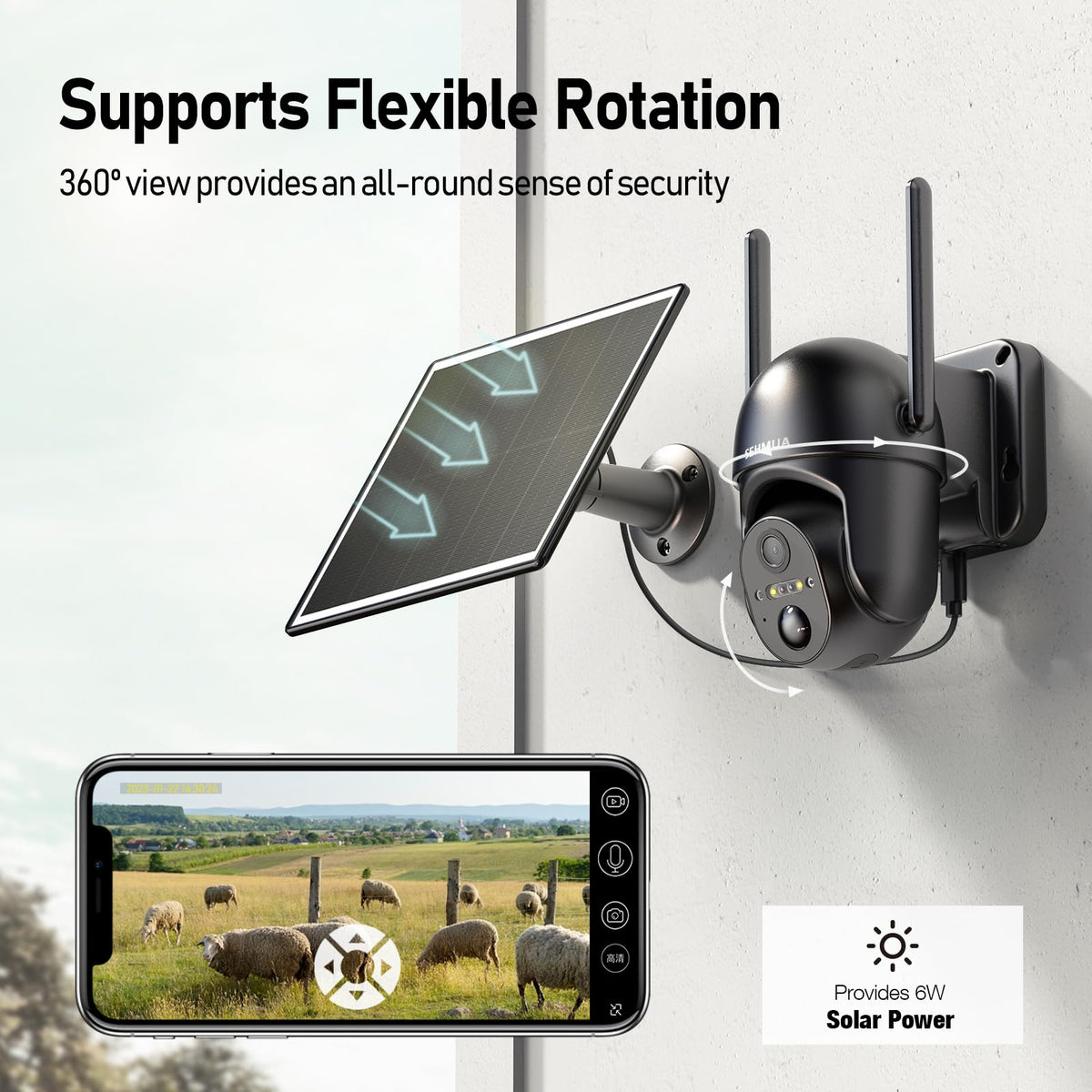 sehmua 4g lte cellular solar security camera feature close up view | S