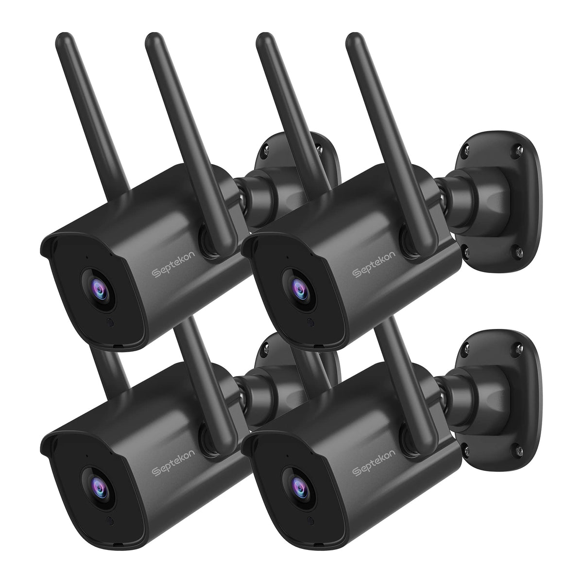 septekon 2k outdoor wifi security camera 4 pack front angle product vi