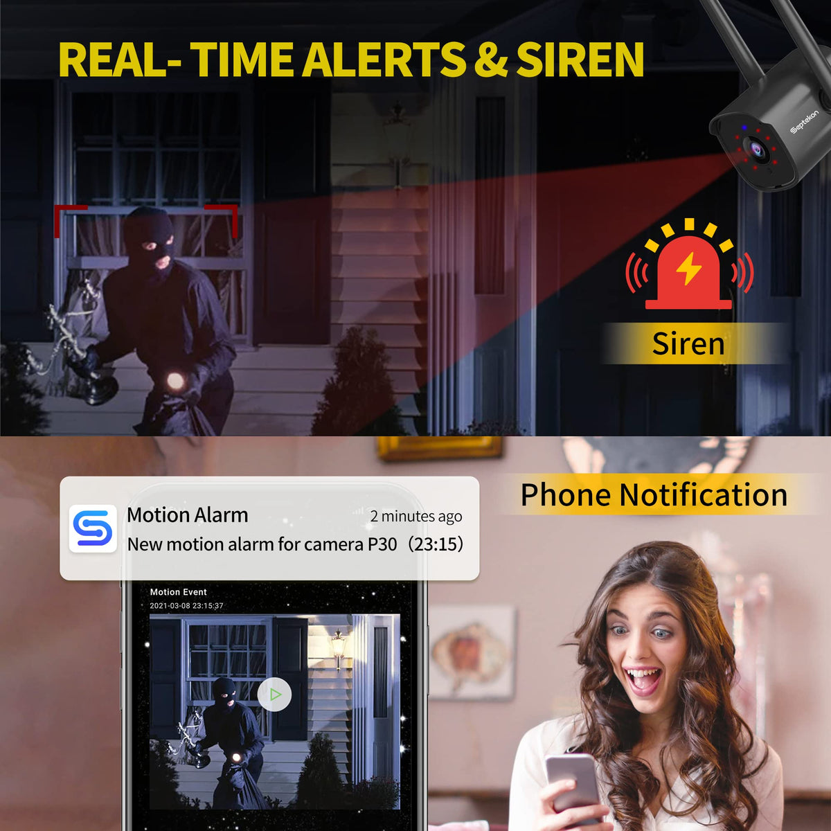 septekon 2k outdoor wifi security camera 4 pack side profile product v
