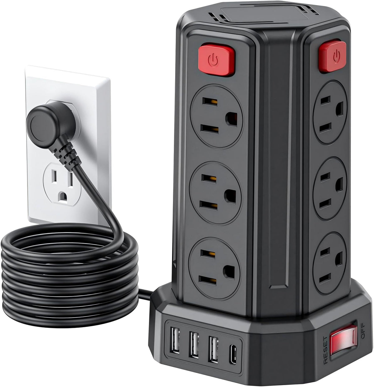 smallrt 6 5 ft power strip front angle product view | Smaronics