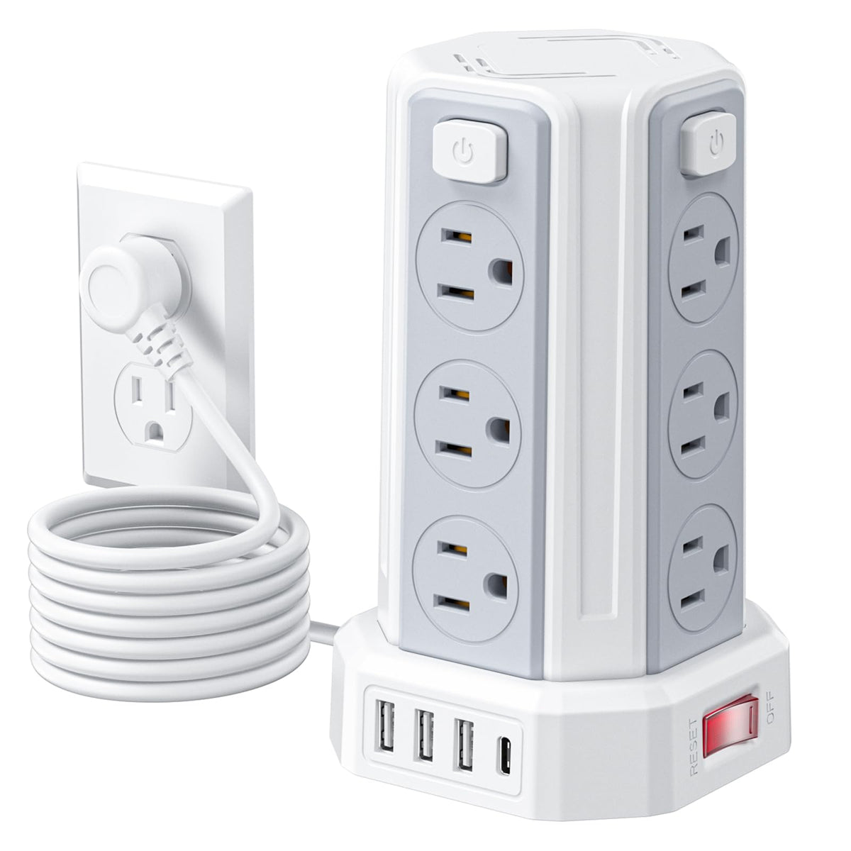 Smallrt 6.5 Ft Power Strip with 12 AC Outlets and 4 USB Ports image 10
