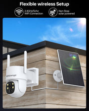 solar 2k wireless security camera system outdoor feature close up view