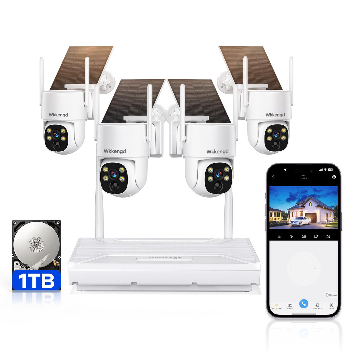 solar 2k wireless security camera system outdoor front angle product v
