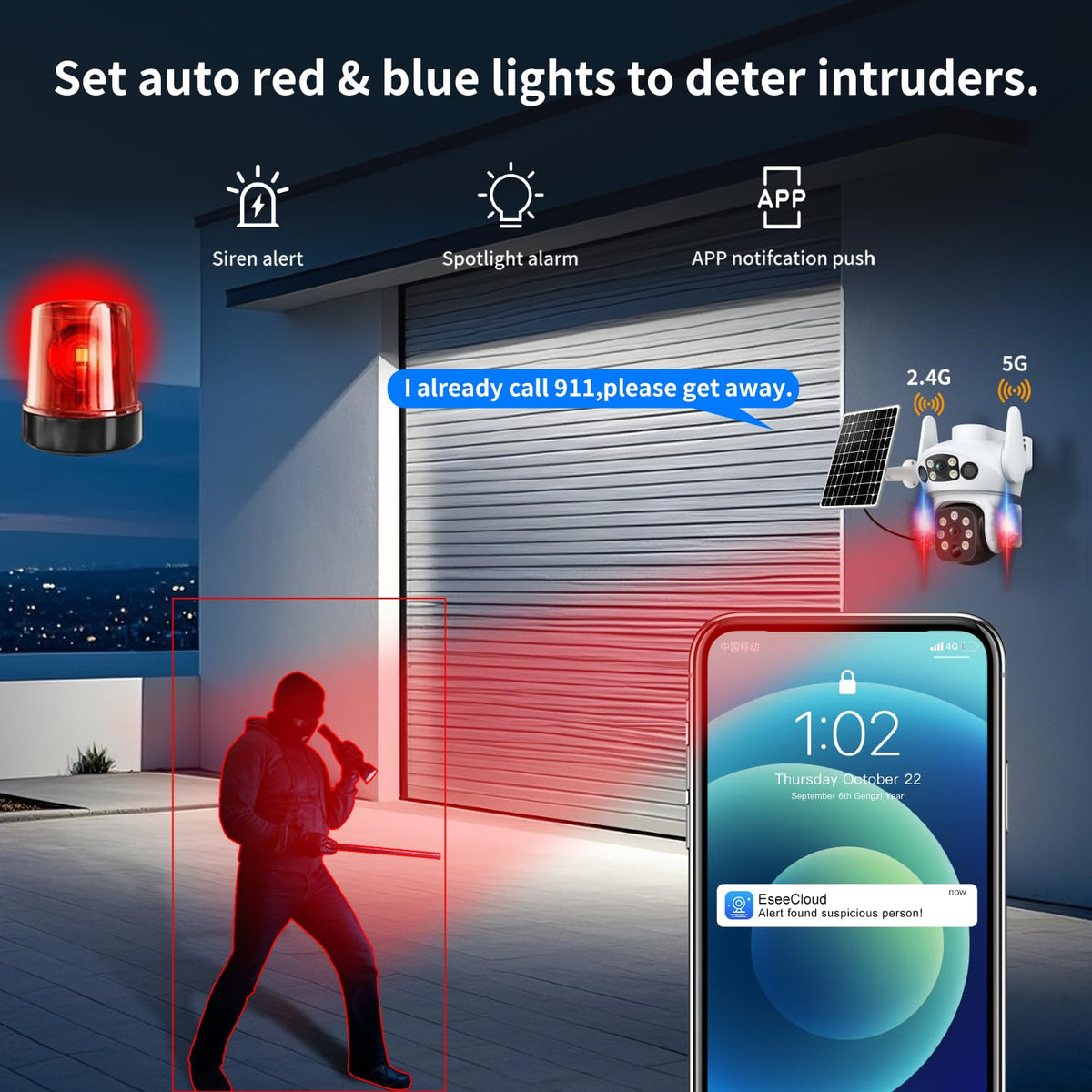 solar camera outdoor wireless 2k dual lens security camera clip and bu