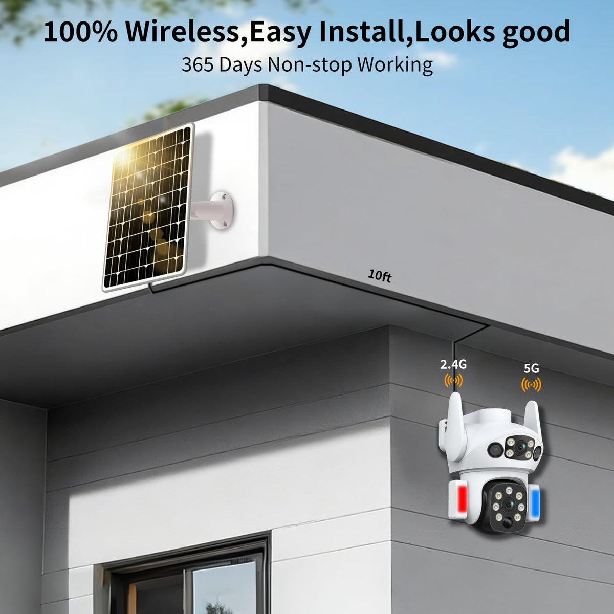 solar camera outdoor wireless 2k dual lens security camera rear design
