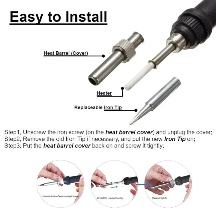 A 30W soldering iron with a stand, highlighting its ergonomic design and integrated safety features.