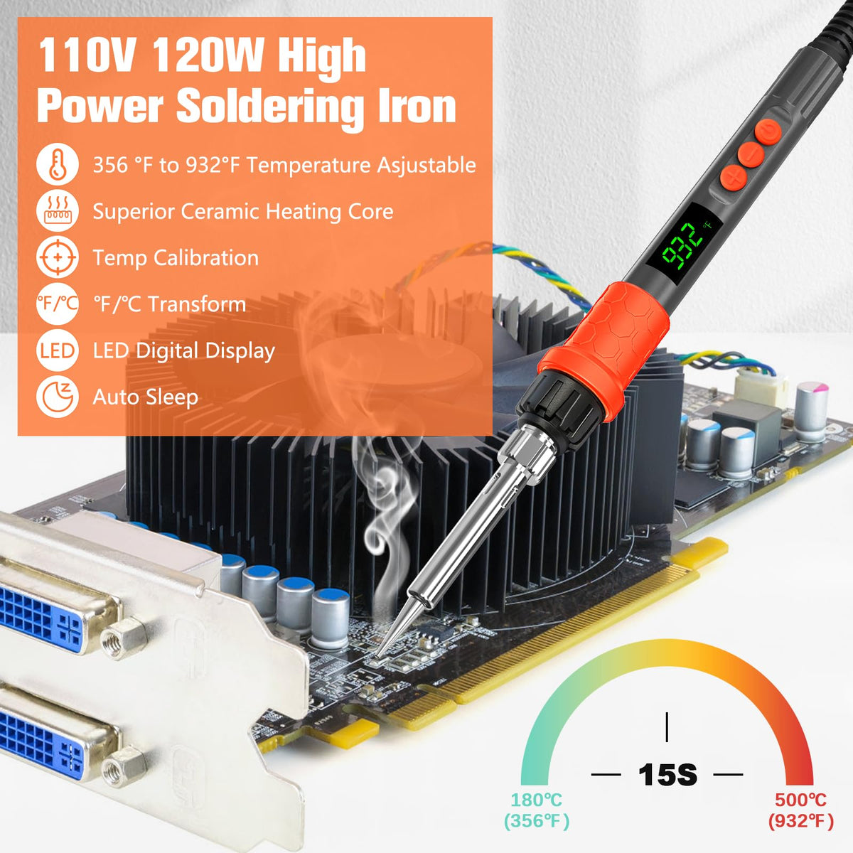 soldering iron kit 120w led digital solder iron feature close up view