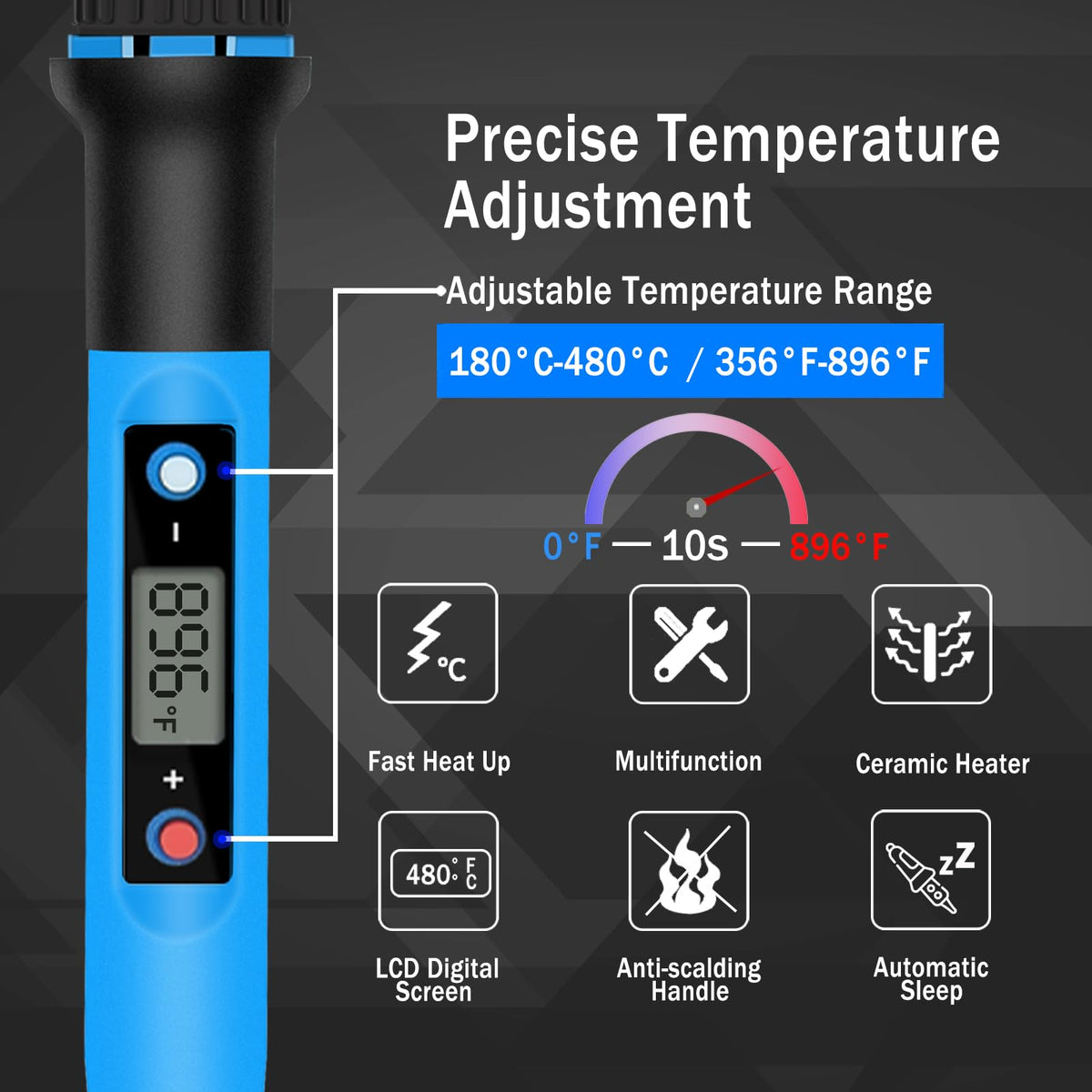 Soldering Iron Kit 80W 110V feature close up view | Smaronics