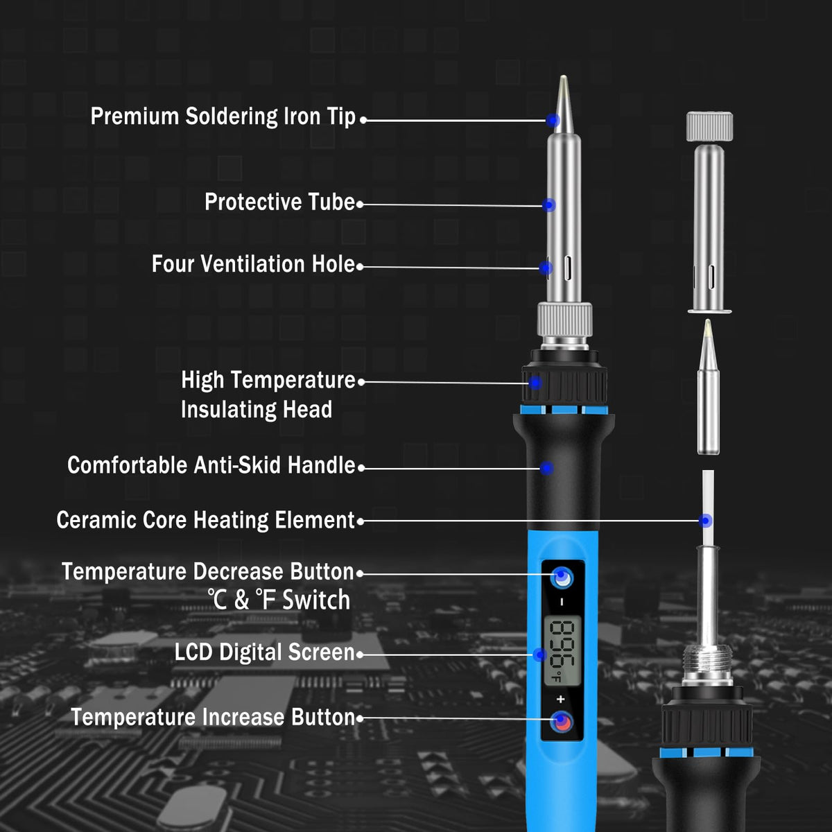 Soldering Iron Kit 80W 110V rear design | Smaronics