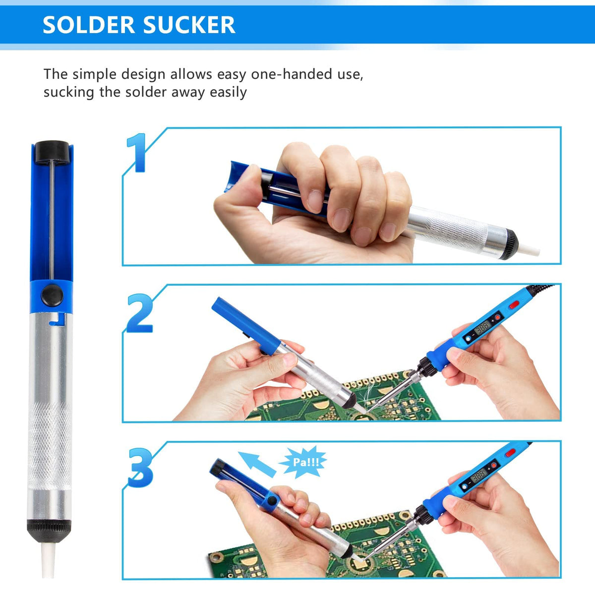 Soldering Iron Kit, 80W 110V side profile | Smaronics