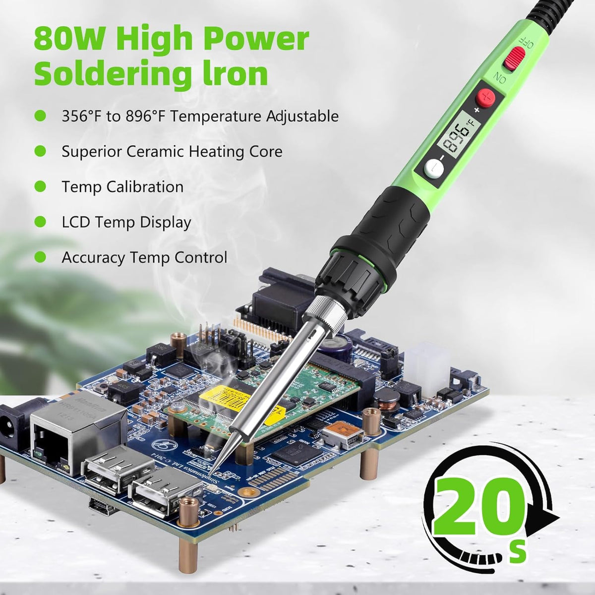 Soldering Iron Kit with Ceramic Heater side profile | Smaronics