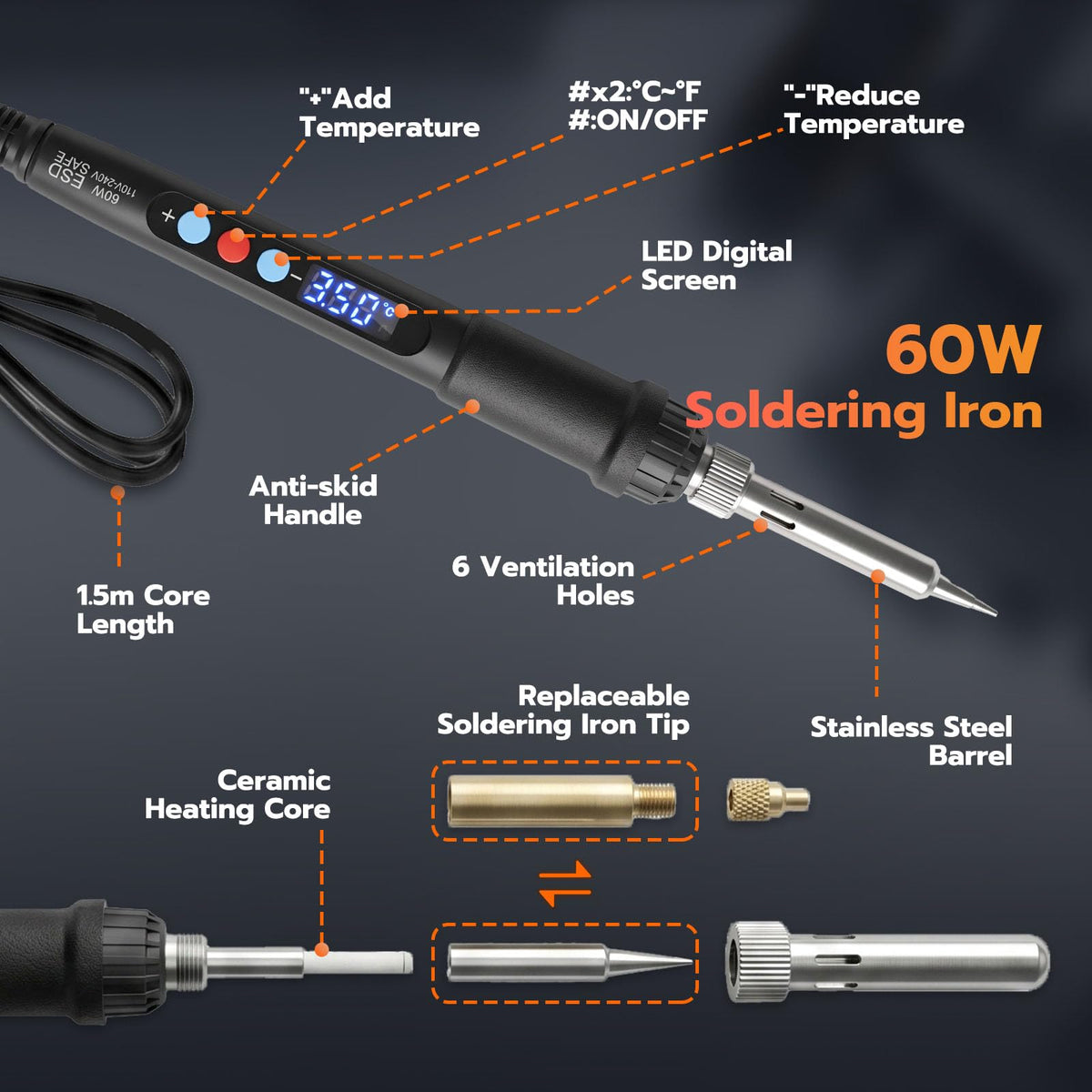 Soldering Iron Kit with 380pcs Threaded Inserts image 2
