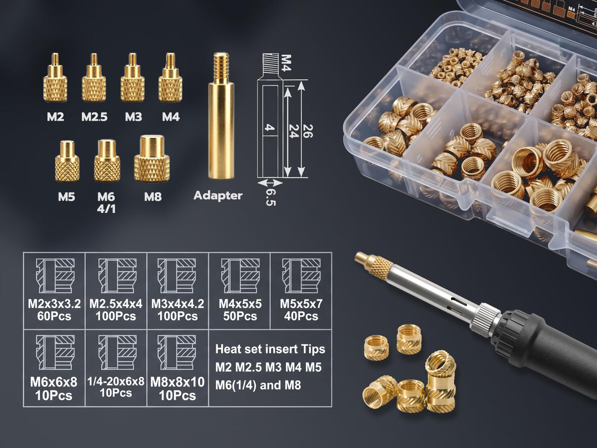 Soldering Iron Kit with 380pcs Threaded Inserts image 3