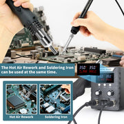 soldering station 2 in 1 hot air rework soldering iron kit rear design