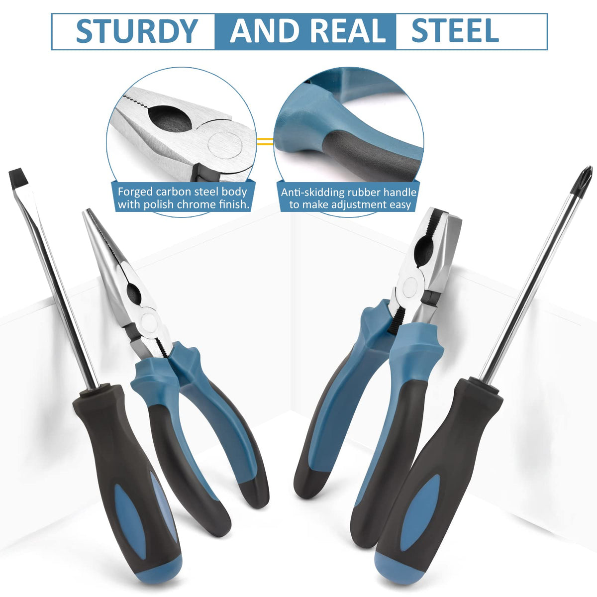 sundpey 148 pcs portable basic home tool kit set feature close up view