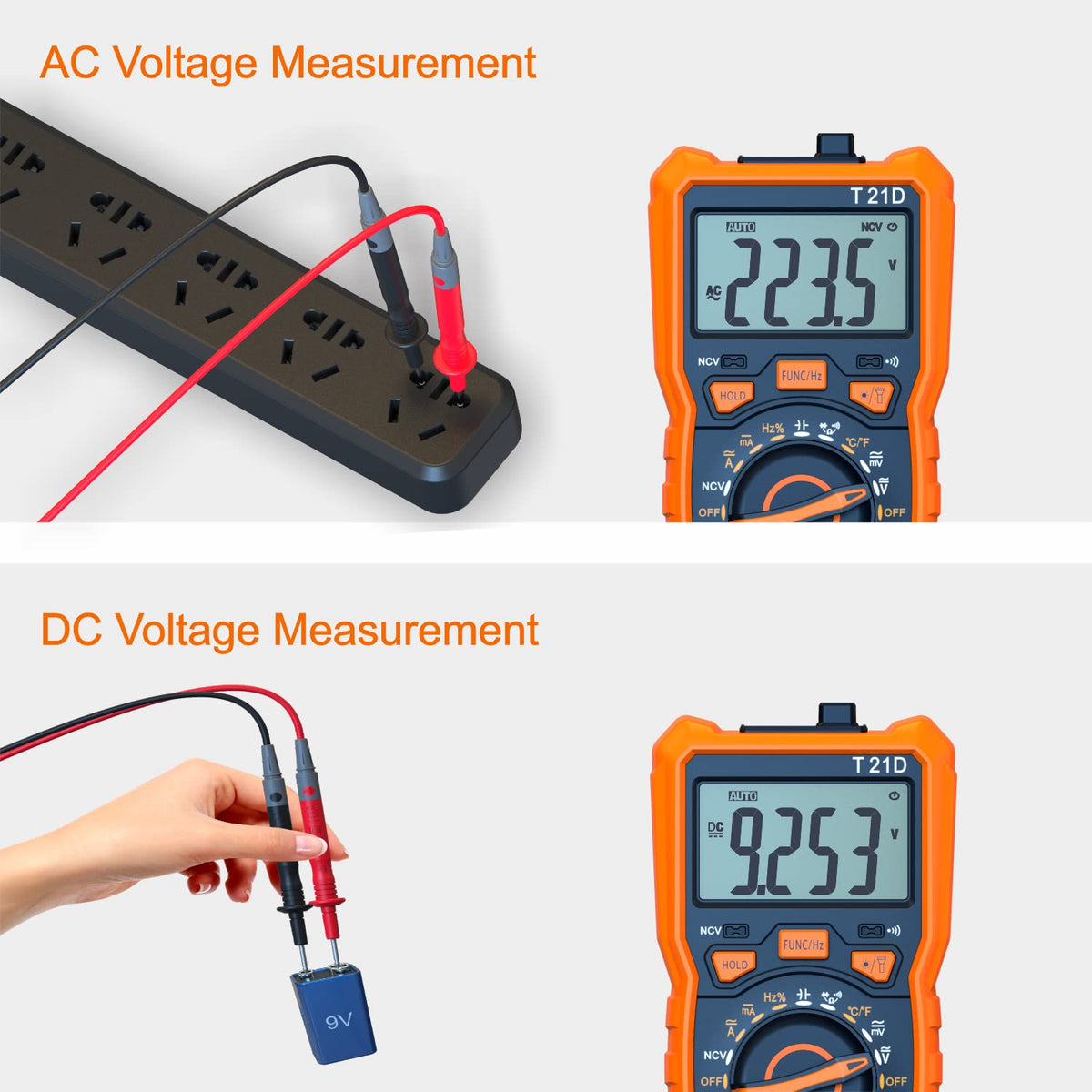 T21D Digital Multimeter - Non-Contact Voltage Testing and Accurate Measurement image 5