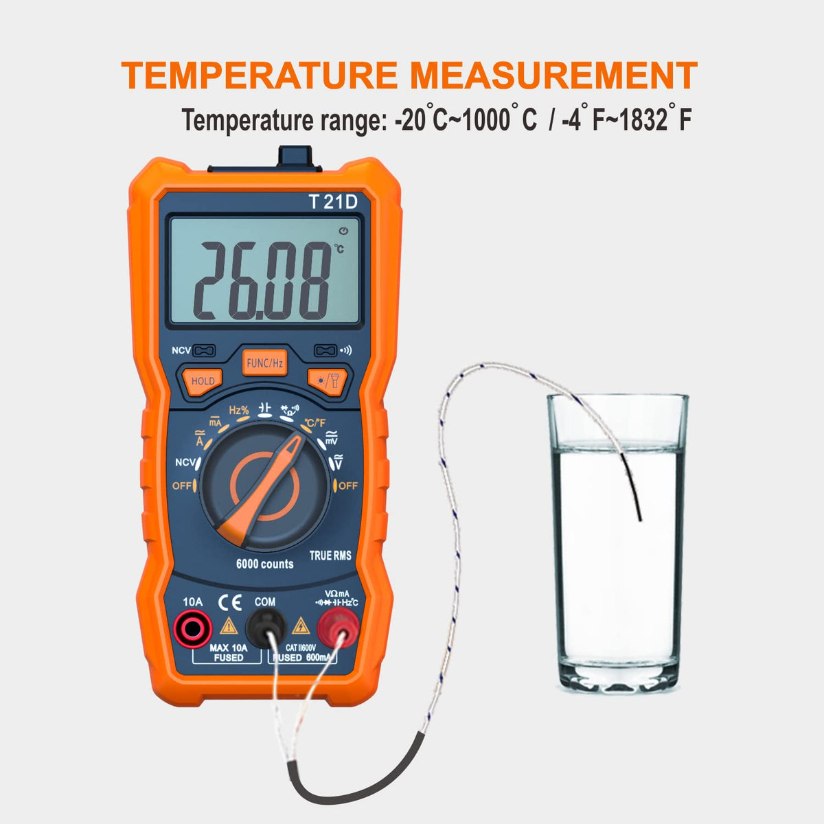 T21D Digital Multimeter - Non-Contact Voltage Testing and Accurate Measurement image 6