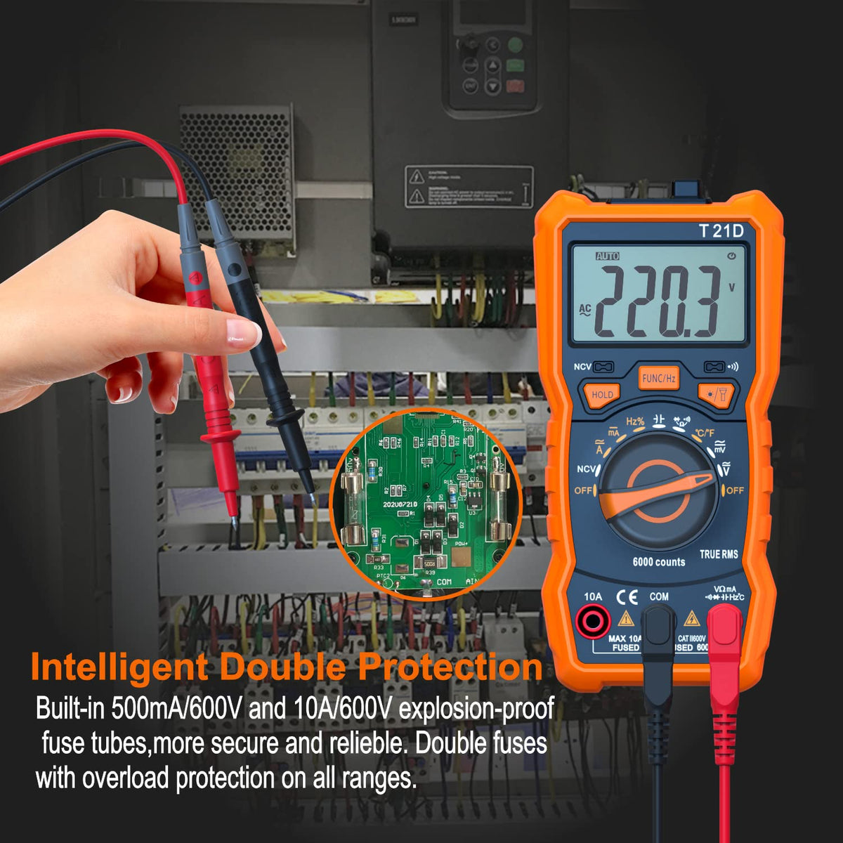 T21D Digital Multimeter - Non-Contact Voltage Testing and Accurate Measurement image 8