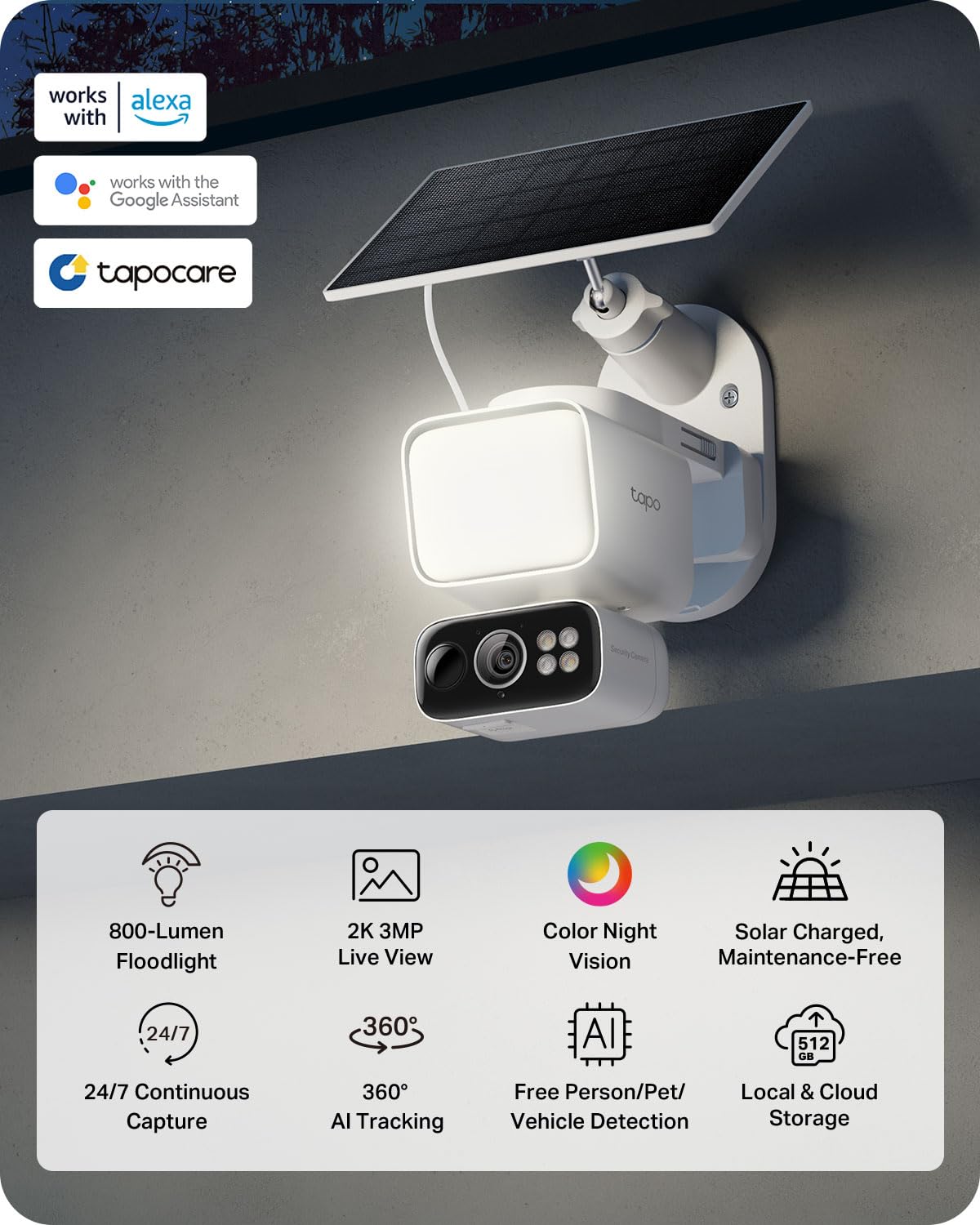 tapo 2k outdoor pan tilt wireless floodlight camera side profile produ