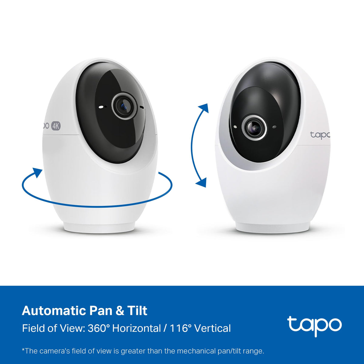 tapo 4k indoor pan tilt wired security camera clip and build detail |