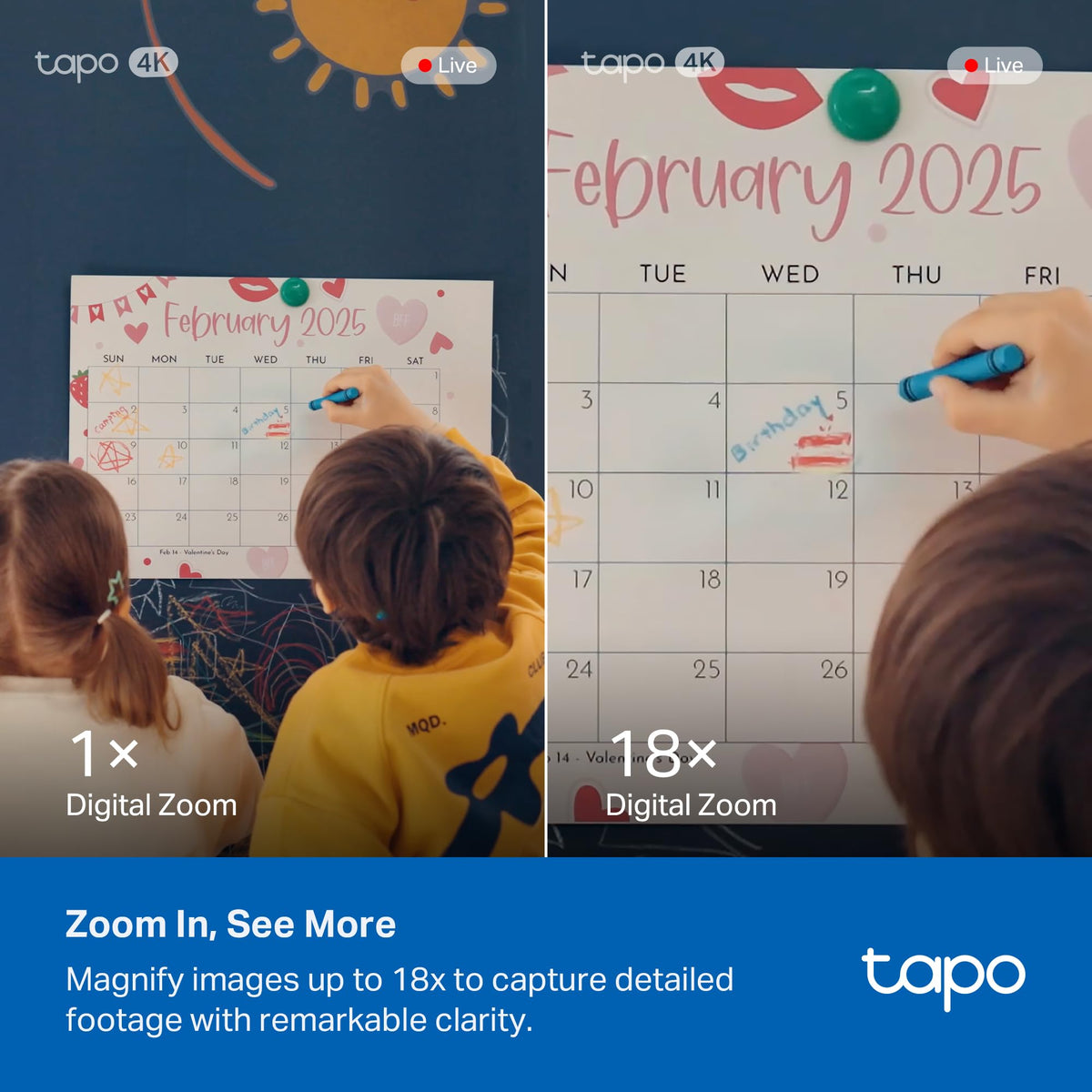 tapo 4k indoor pan tilt wired security camera feature close up view |