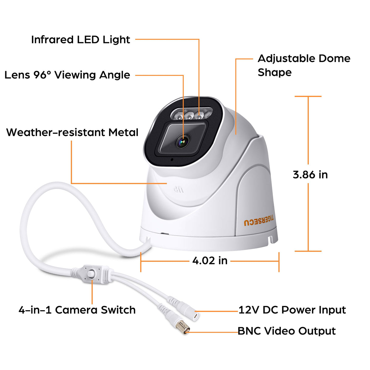 tigersecu 5mp wide angle dome security camera package contents view |