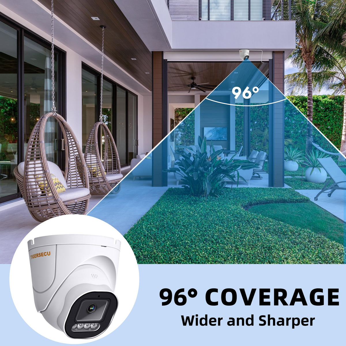 TIGERSECU 5MP Wide Angle Dome Security Camera side profile | Smaronics