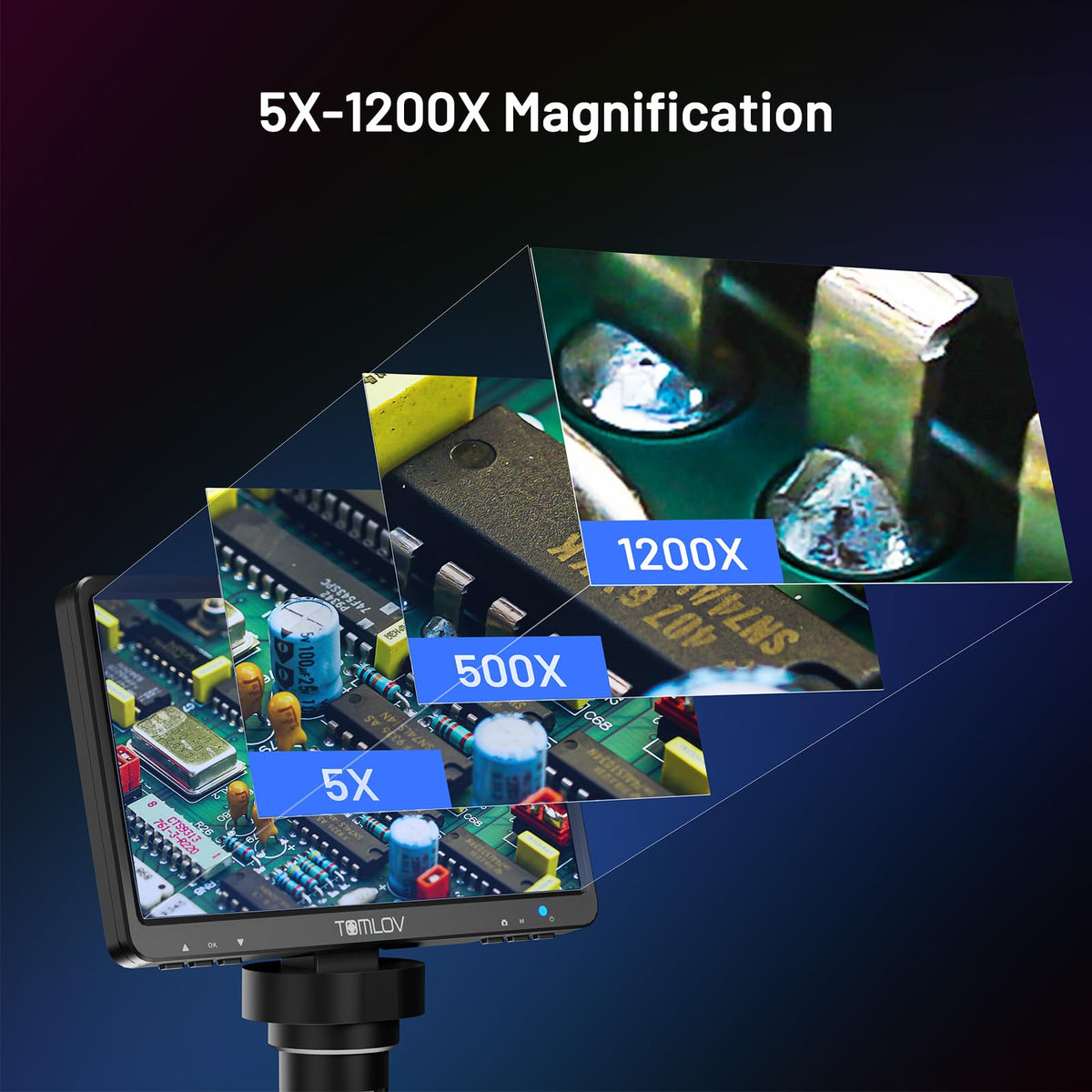 tomlov dm9 1200x coin microscope side profile product view | Smaronics