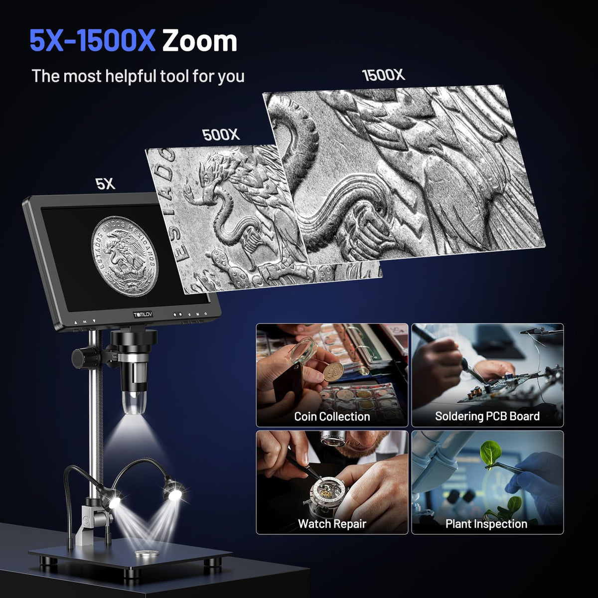 TOMLOV DM9 Max Digital Microscope with 10.1" HD IPS Display image 3