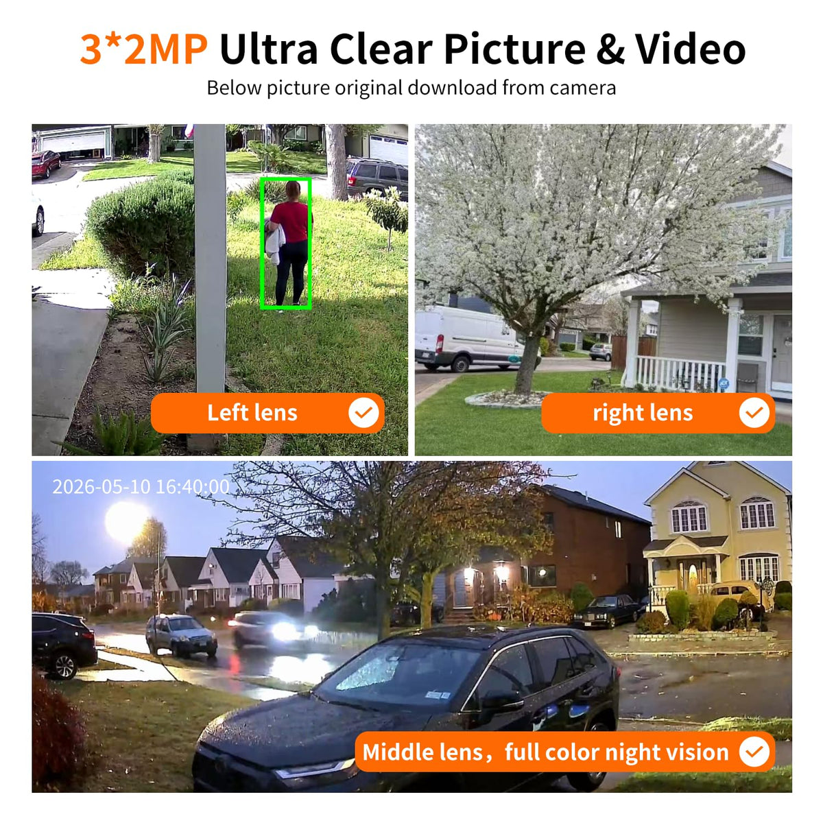 Triple Lens Outdoor Security Camera feature close up view | Smaronics