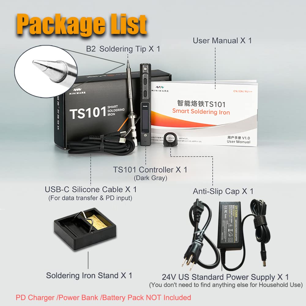 ts101 smart soldering iron package contents view | Smaronics