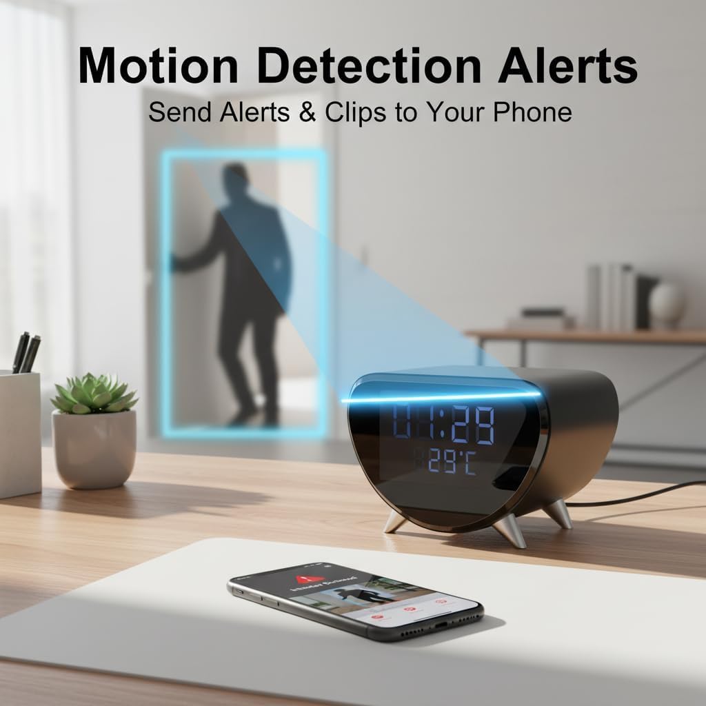ULar 4K Wifi6 Wireless Phone Charger Clock Camera image 5