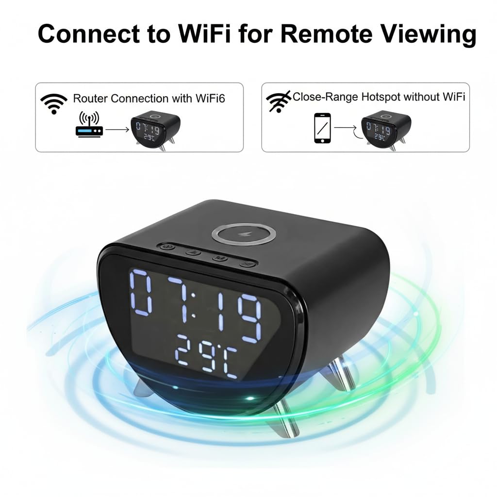 ULar 4K Wifi6 Wireless Phone Charger Clock Camera image 6