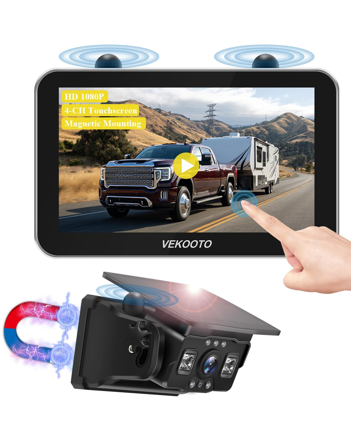 VEKOOTO VK7 Pro Dual Camera Magnetic Solar Backup Camera image 10
