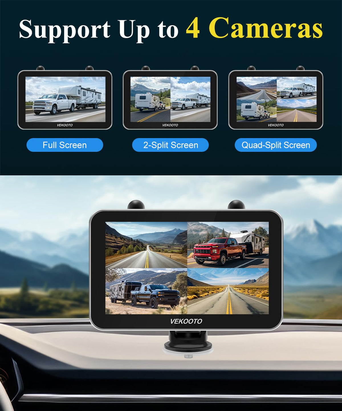 vekooto vk7 pro dual camera magnetic solar backup camera feature close