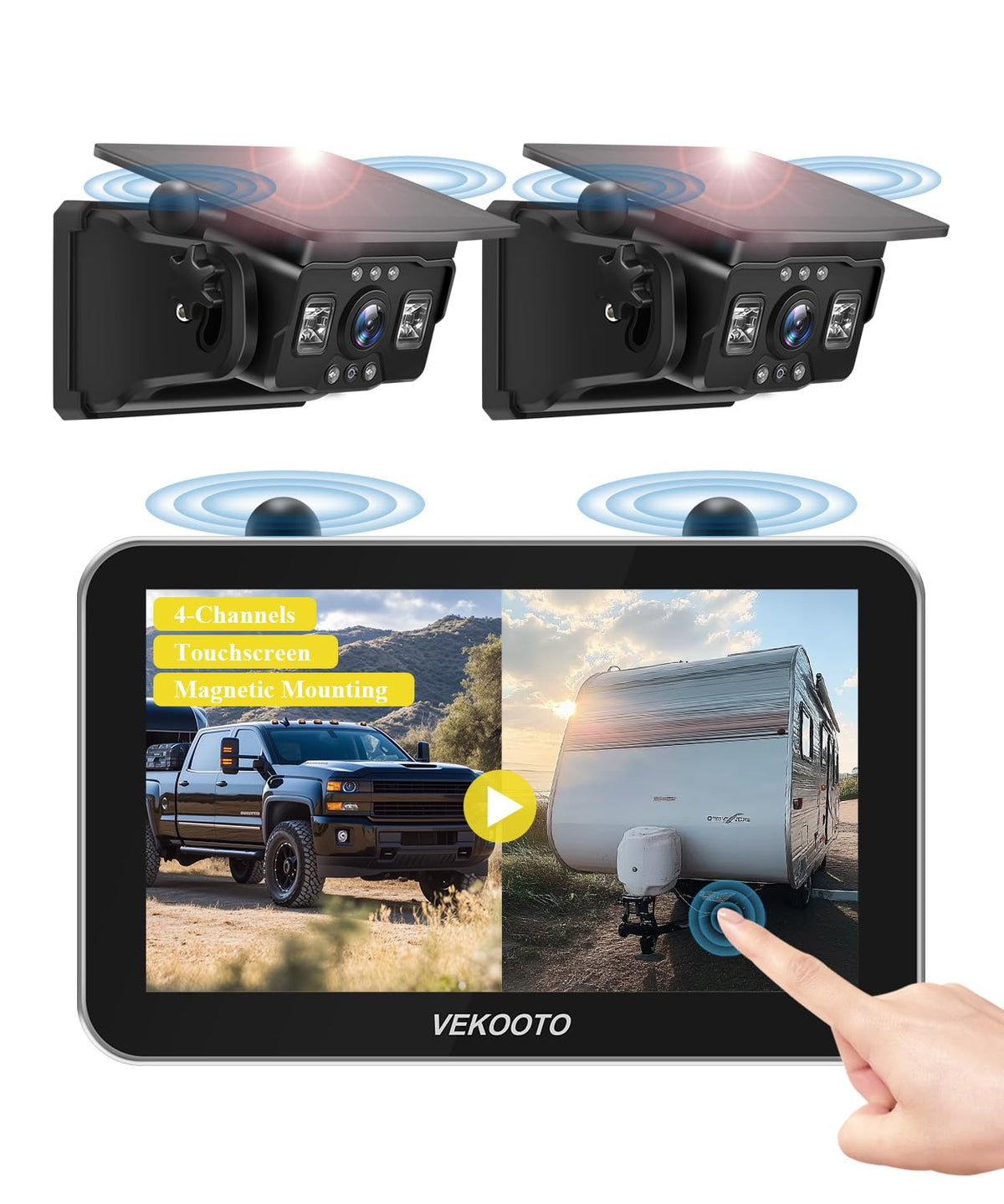 vekooto vk7 pro dual camera magnetic solar backup camera front angle p