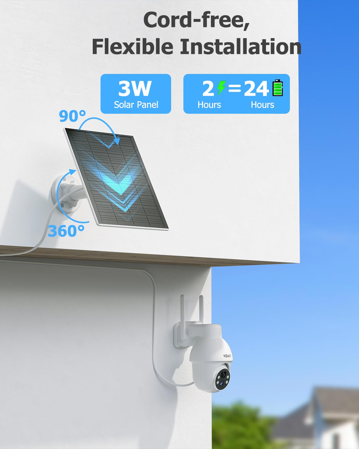 viziuuy 3k ultra hd solar security camera feature close up view | Smar