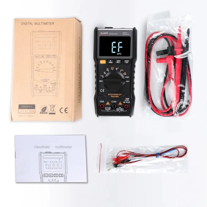 WinAPEX ET8104 Digital Multimeter - Auto Range, AC/DC Voltage Current Resistance Tester