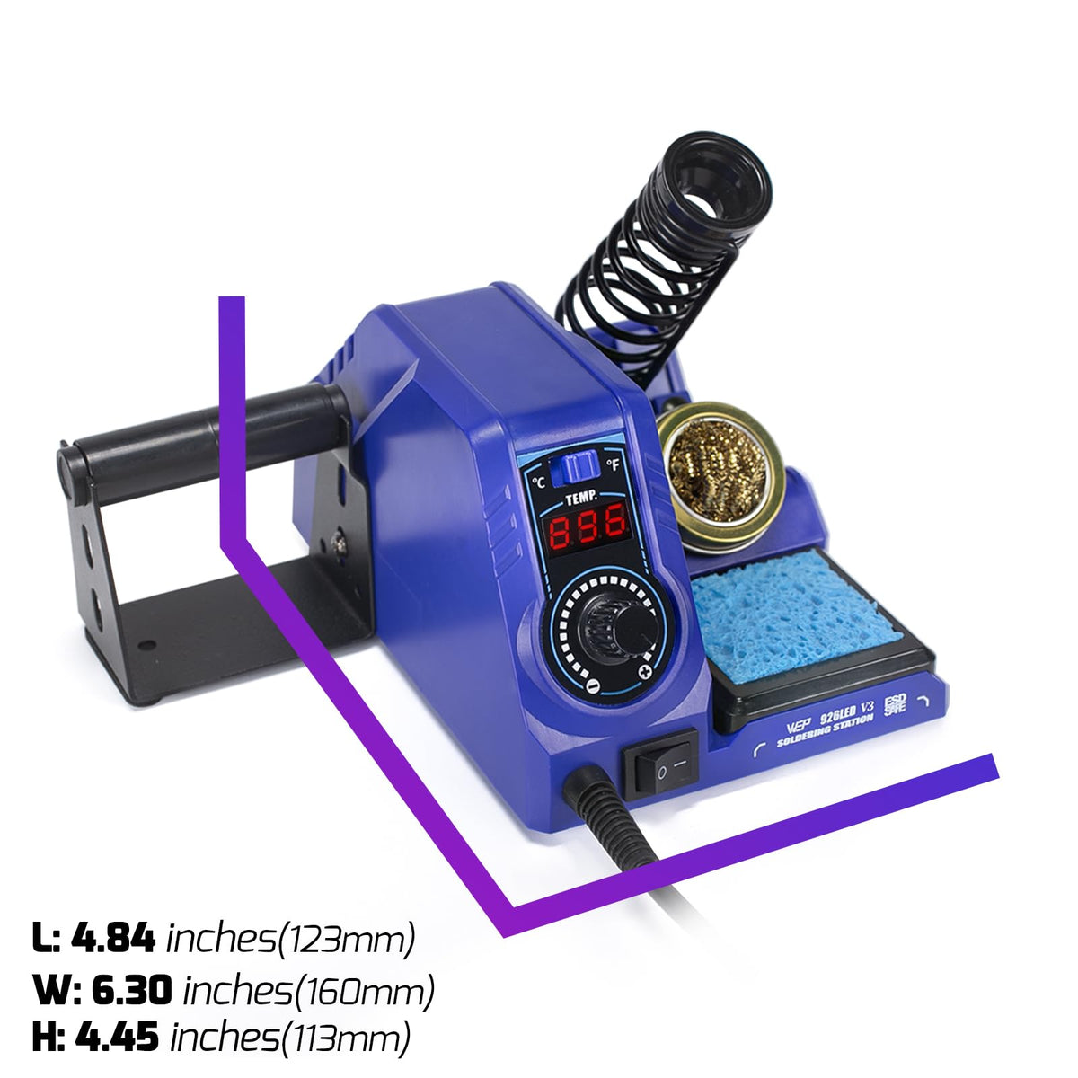 WEP 926LED V3 Soldering Station Kit side profile | Smaronics