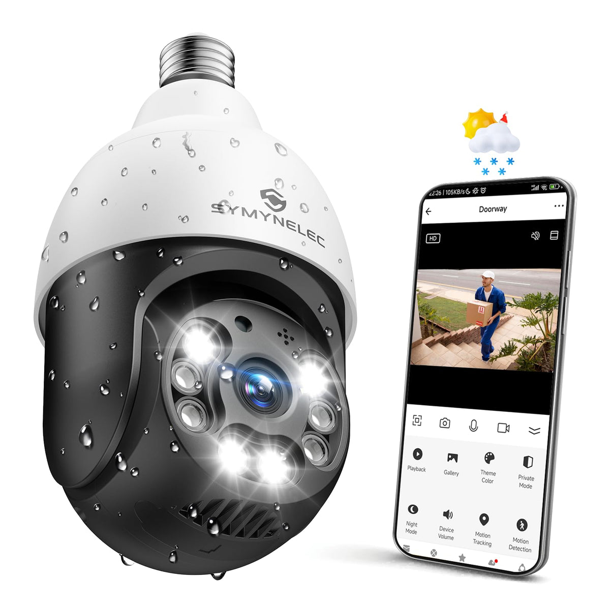 wifi lightbulb security camera front angle product view | Smaronics