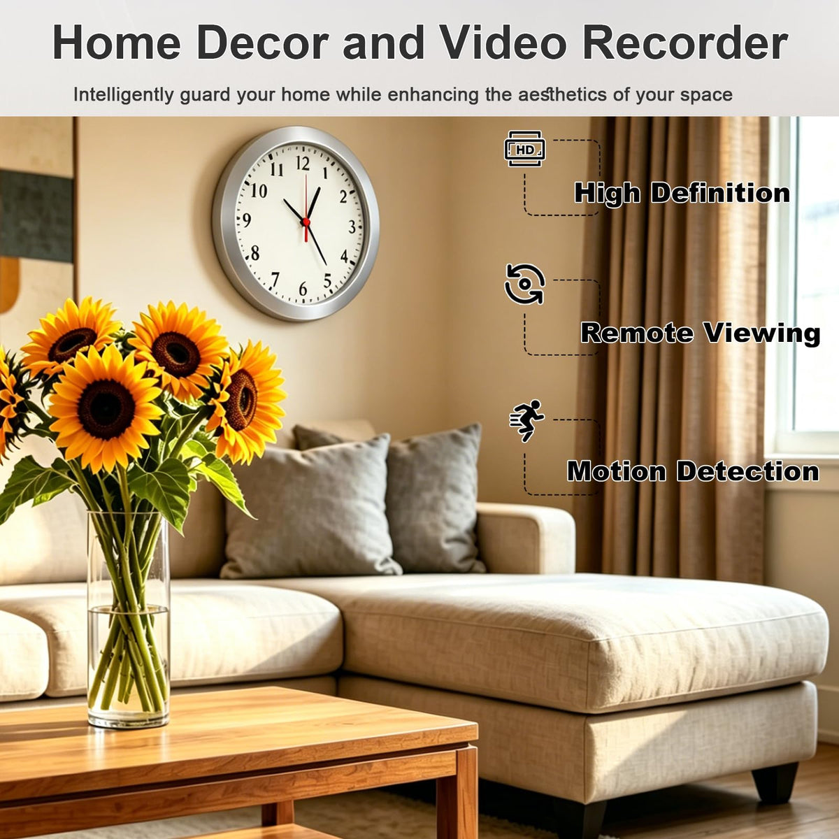 wifi security camera 1080p hidden camera clock clip and build detail |