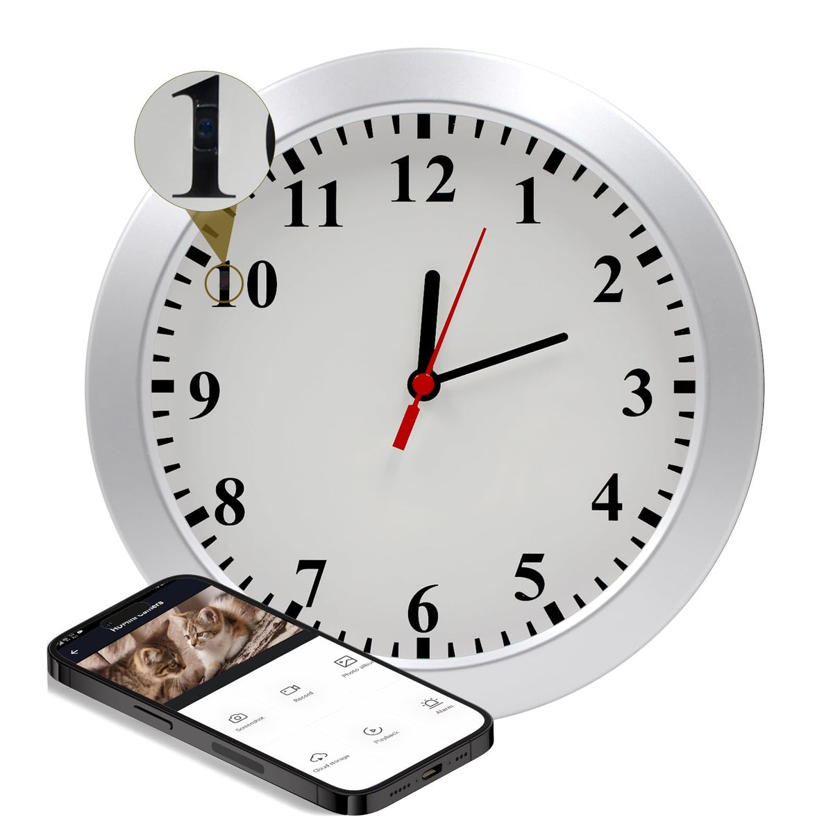 wifi security camera 1080p hidden camera clock front angle product vie