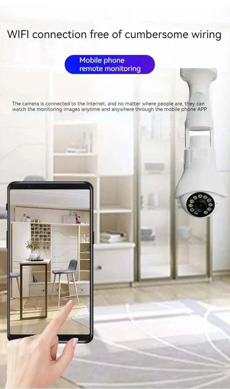 Smart 360 wifi panorama camera system with smartphone app for remote monitoring.