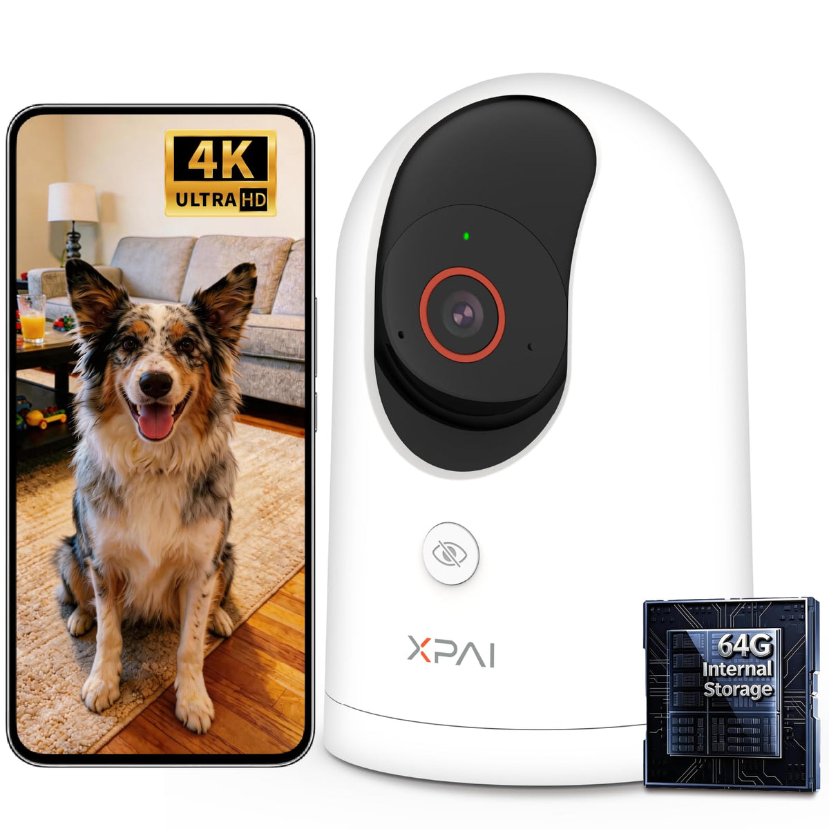 Xpai 4K UHD Indoor Camera front angle | Smaronics
