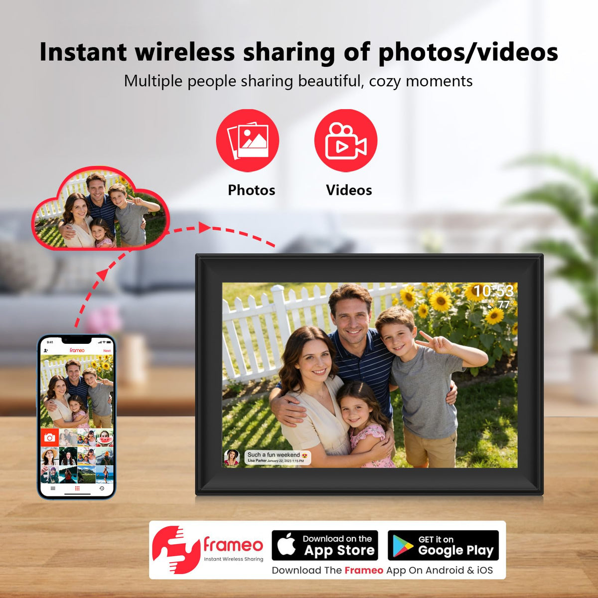 YENOCK 10.1 inch Digital Photo Frame feature close up view | Smaronics