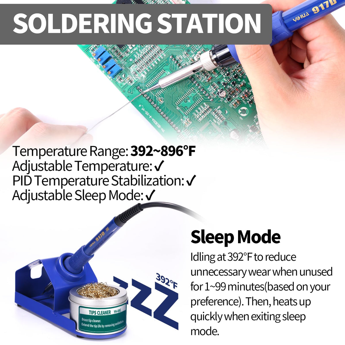 yihua 853d 3 in 1 soldering iron hot air rework station feature close