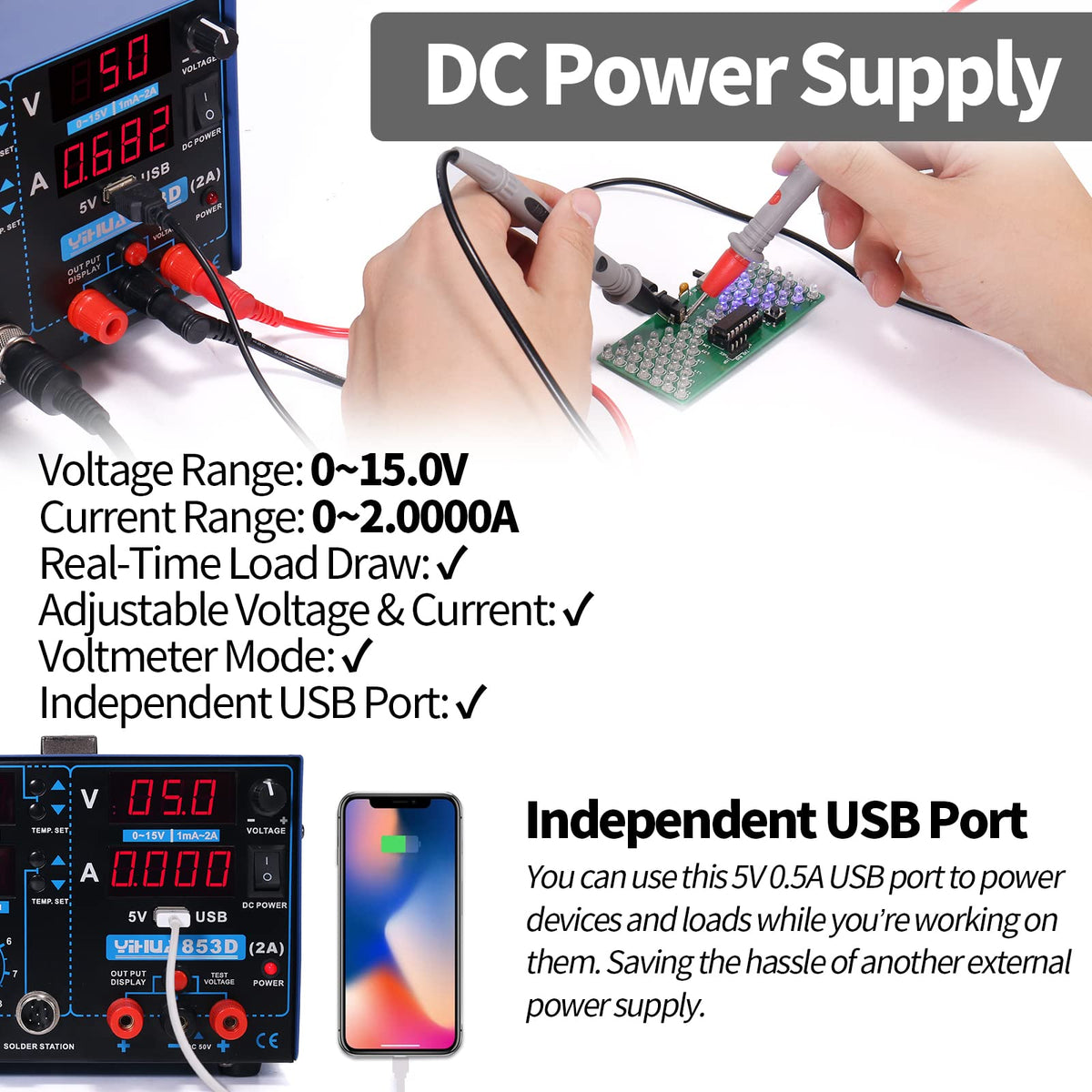 yihua 853d 3 in 1 soldering iron hot air rework station package conten